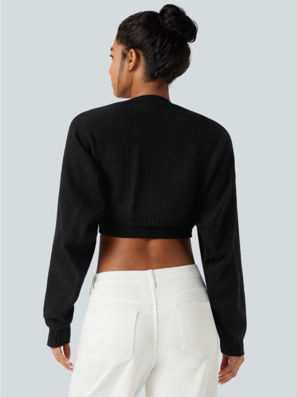 NWT [Halara] Reglan Long Sleeve Relaxed Fit Casual Sweater Shrug Black Women’s M - Picture 5 of 14